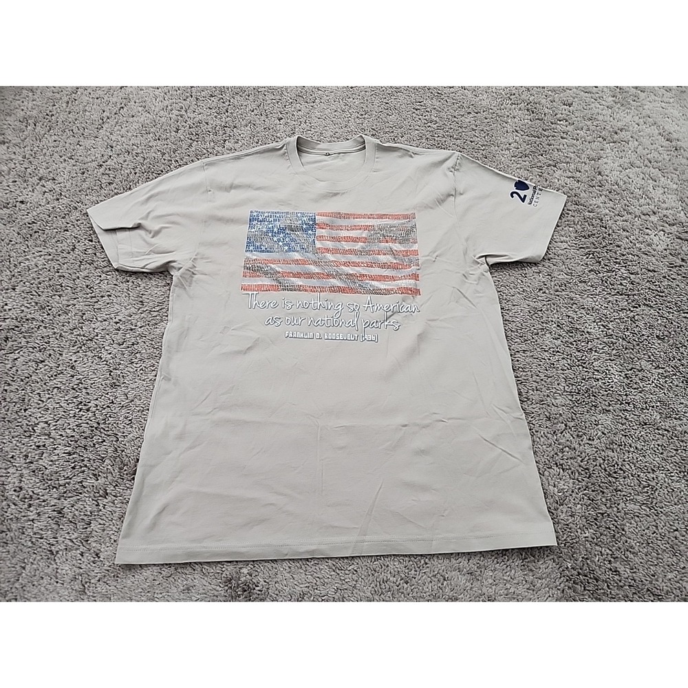 National Park Service Centennial T Shirt Mens M Gray American Flag Patriotic